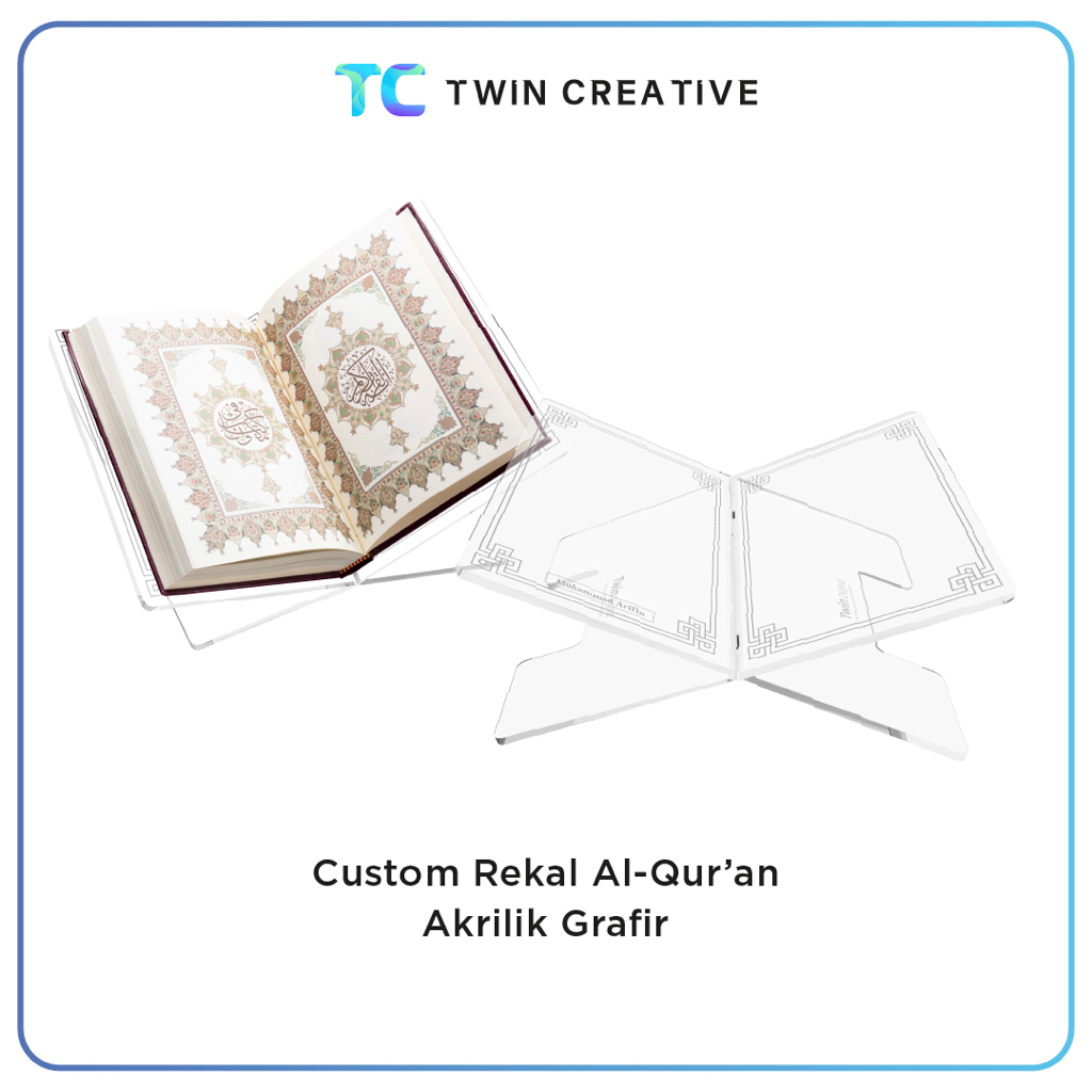 Rekal Tatakan Alquran Akrilik Meja Lipat Membaca Al-Qur'an Ukuran 20 x 25 cm - Lekar Al Quran Grafir