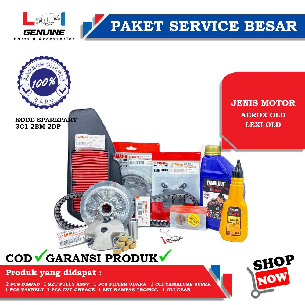 -LOI- PAKET SERVICE BESAR YAMALUBE SUPER MATIC SET YAMALUBE GEAR 140ML &amp; KAMPAS REM AEROX, NMAX, FILTER UDARA NMAX/AEROX, RUMAH ROLLER SET VANBELT AEROX, NMAX, LEXI