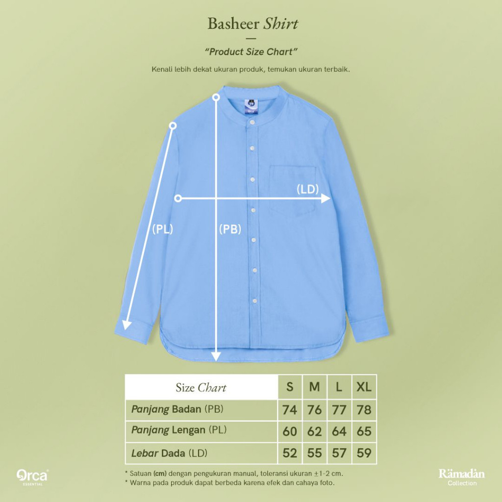 Orca Kemeja Panjang Basheer Shirt Cerulean Blue