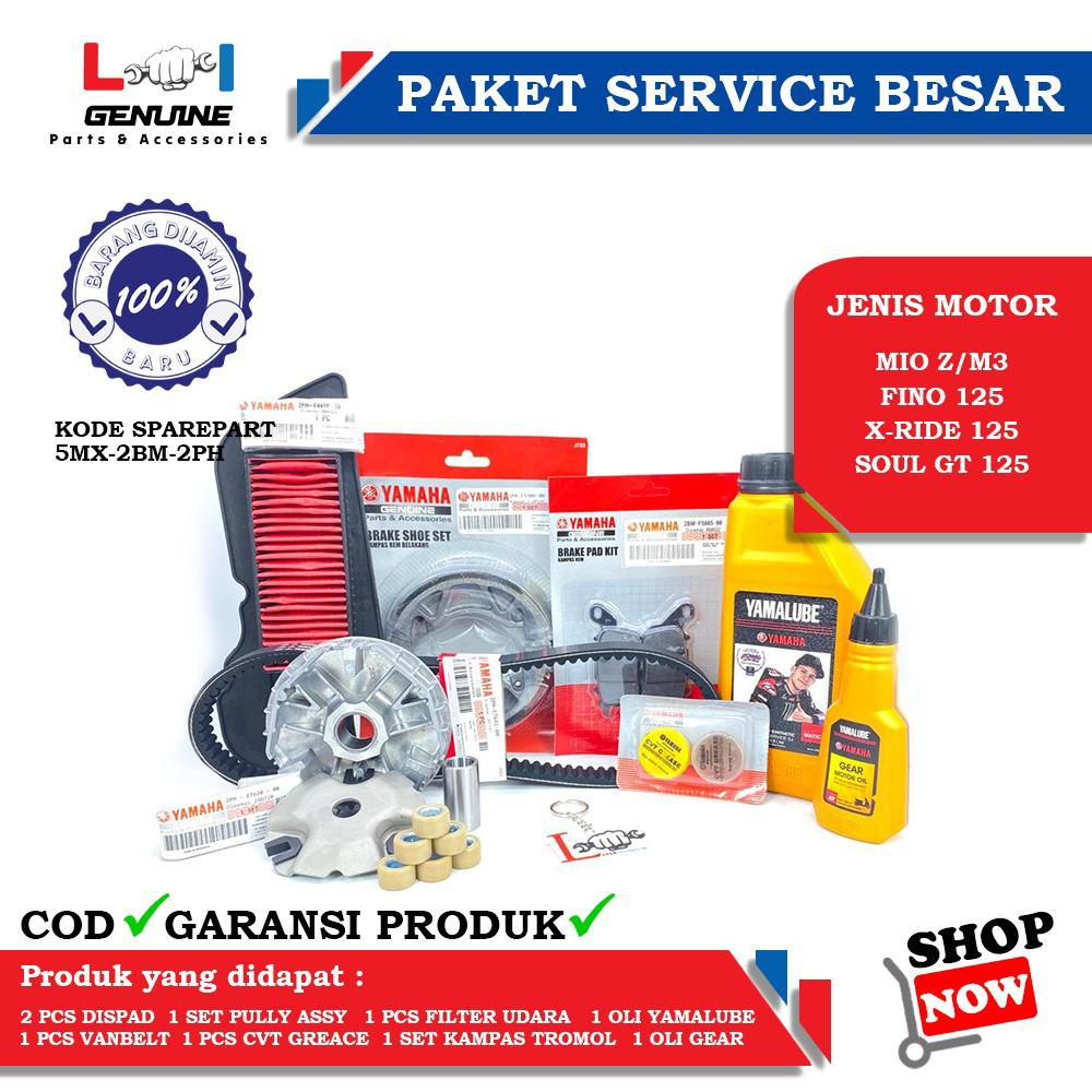 -LOI- PAKET SERVICE BESAR YAMALUBE MATIC SET YAMALUBE GEAR 100ML &amp; KAMPAS REM MIO M3, FINO FI 125, FILTER UDARA MIO M3, RUMAH ROLLER SET VANBELT MIO M3, SOUL GT 125, FINO FI 125, XRIDE 125