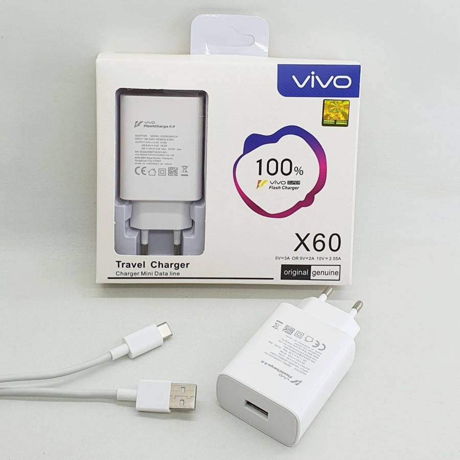 Charger Vivo X60 Tipe C ( 33w ) Super Flash Charging Original 100 %