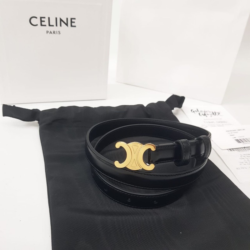 BNIB CELINE belt triomphe  1.8cm black GHW