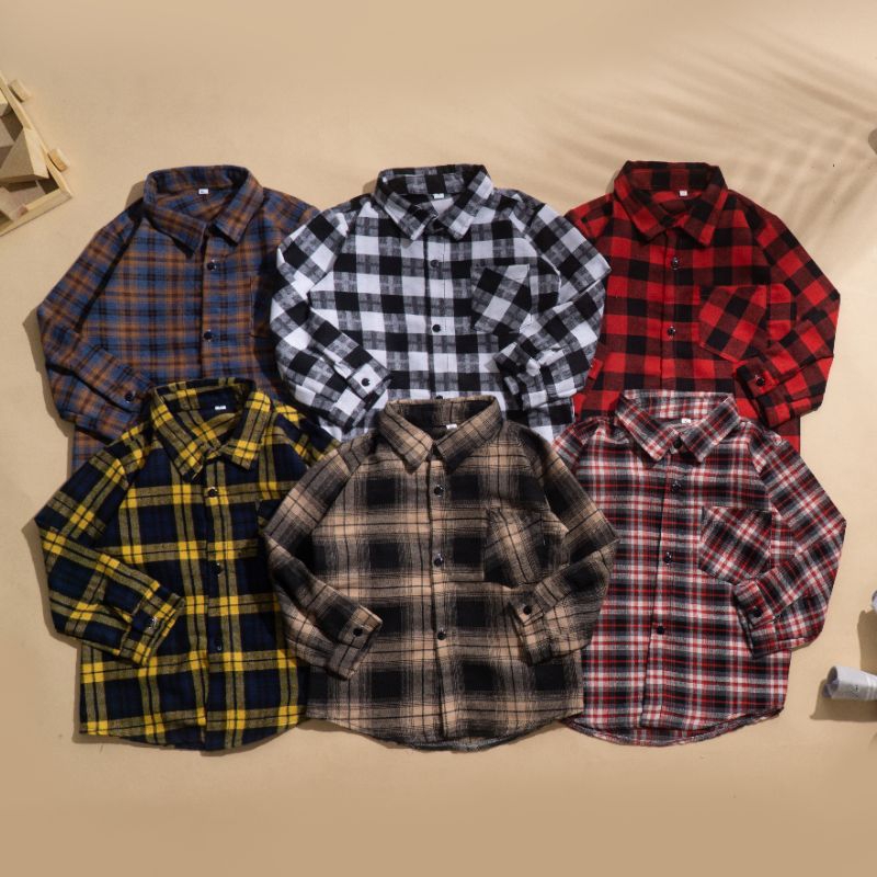 kemeja Flanel junior lengan panjang 6-9 th