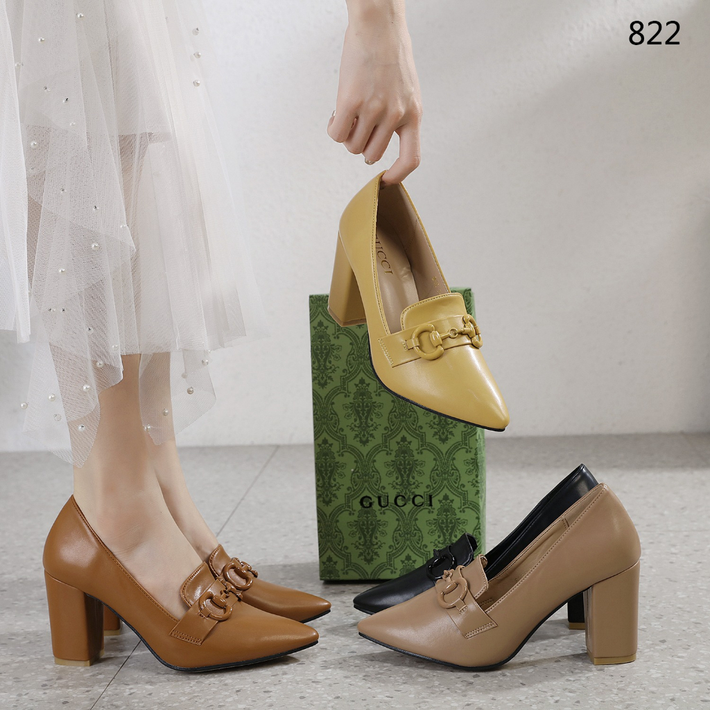 GC  822 Leather Horsebit Block Heel Pumps