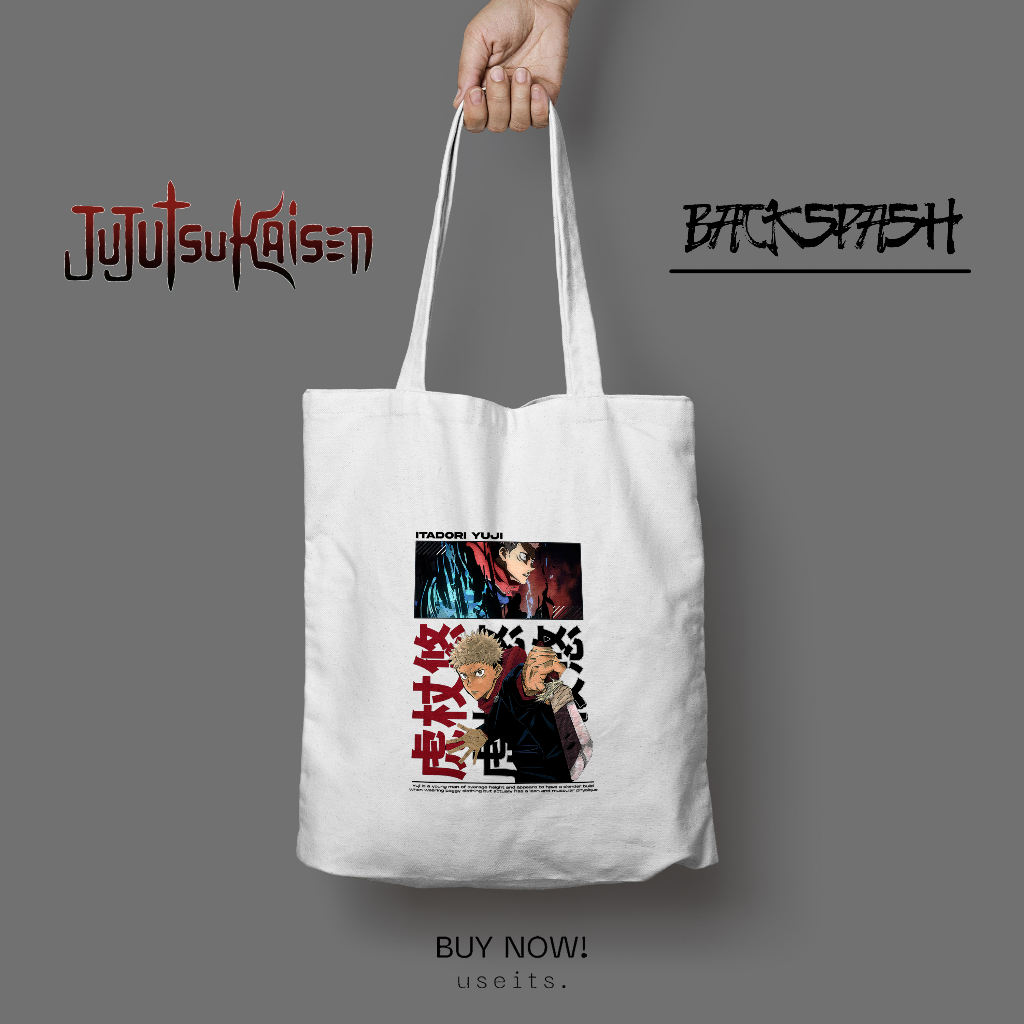 Totebag Tas Anime Jujutsu Kaisen Gojo Itadori Megumi Pria Wanita - JUJUTSU KAISEN