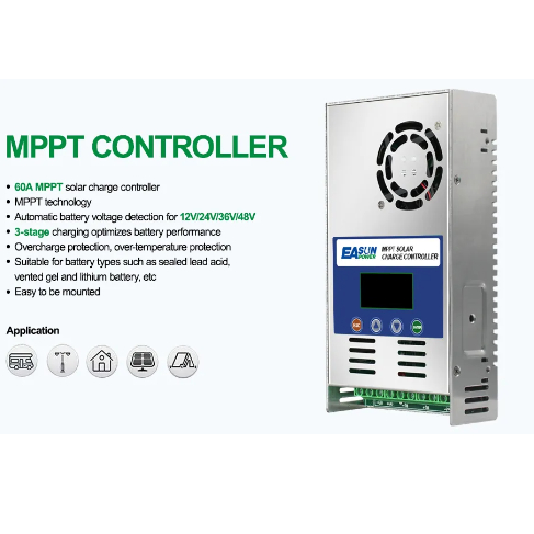 Solar Charge Controller MPPT Regulator 12V/24V/36V/48V 60A - MPPT-6048 - Silver