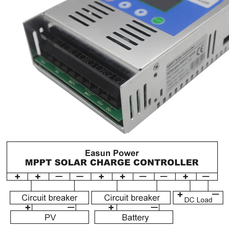 Solar Charge Controller MPPT Regulator 12V/24V/36V/48V 60A - MPPT-6048 - Silver