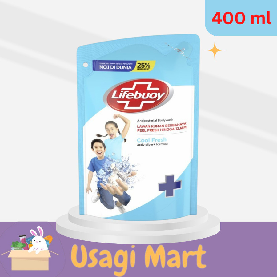Lifebuoy Sabun Mandi Cair Cool Fresh Refill 400ml Anti Kuman