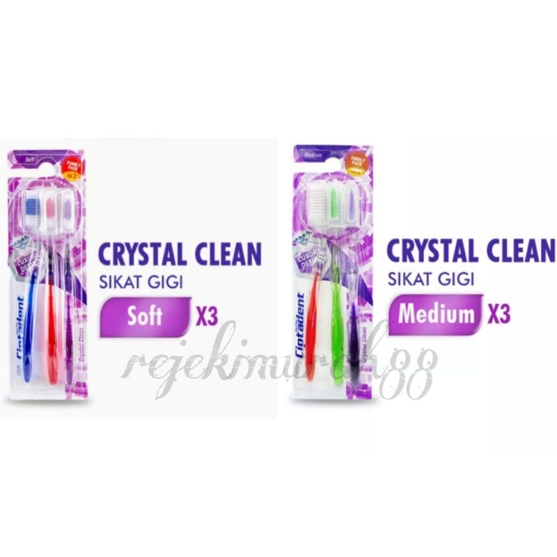 Ciptadent Sikat gigi medium crystal clean isi 3 pc