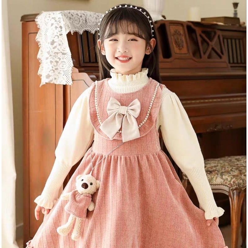 Dress 4in1 coduroy 4 ke 5t dan 5 ke6th dusty merah