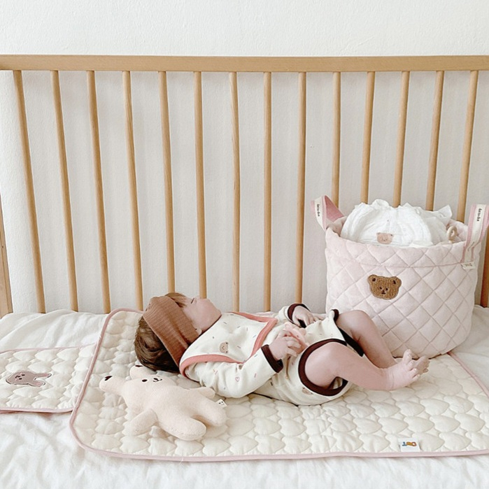 BIANCA - BEAR SERIES Alas Perlak Bayi Praktis Bahan Waterproof Mudah Dilipat