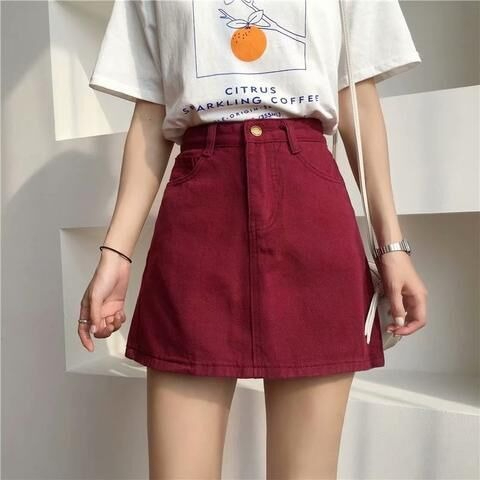 Rok jeans pendek cewek Rok denim wanita korean style skirt mini kekinian 2023 rok celana jeans fashion