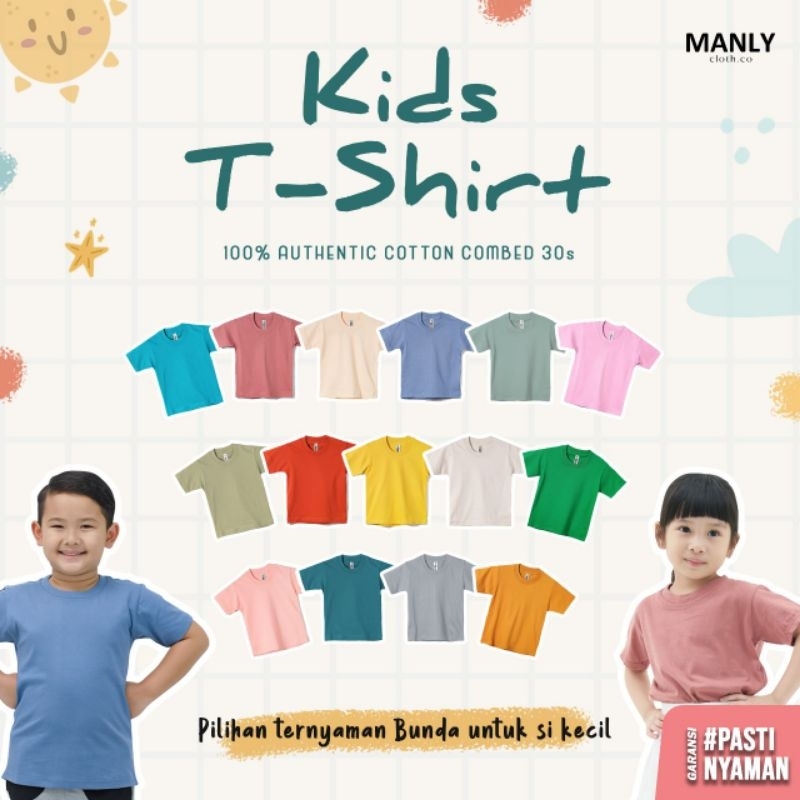 ( KIDS PASTEL )Kaos Polos Anak 100% PREMIUM Cotton Combed 30S Umur 0-10 tahun