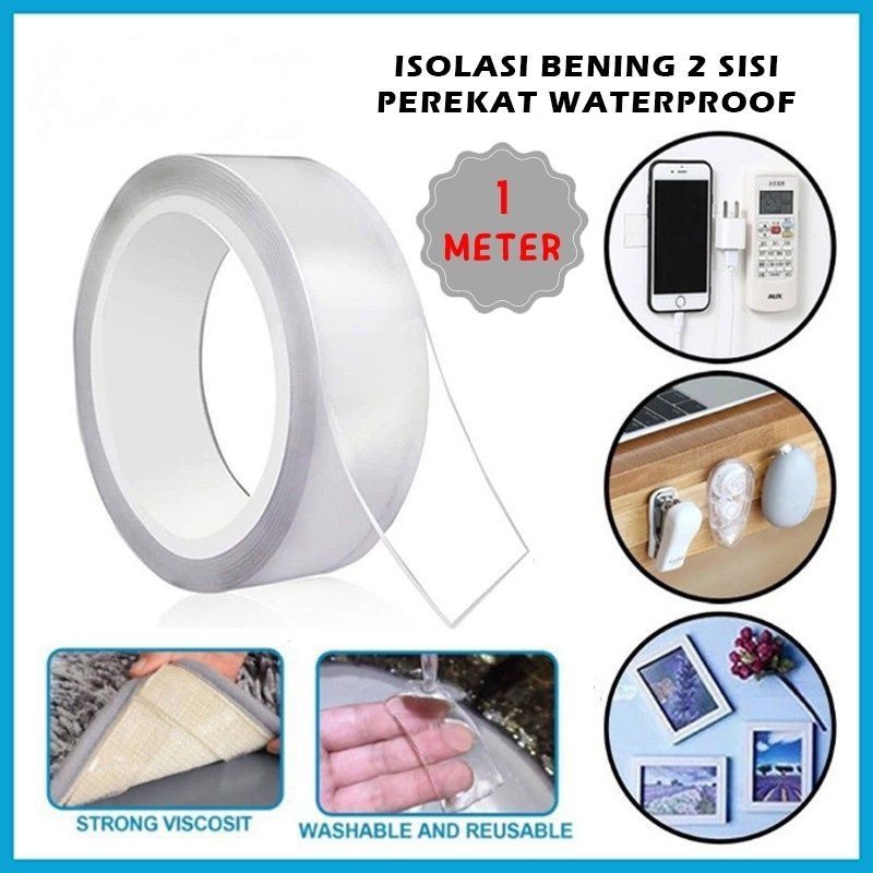 Magic tape isolasi bening bolak balik elastis 1m