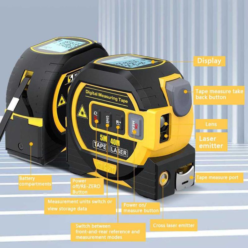 Meteran Digital Pengukur Jarak Laser Rangefinder Tape Measure 3 in 1 - LD-515