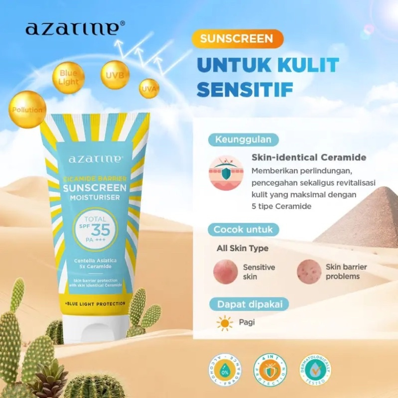 Qeila - Azarine Sunscreen Calm My Acne | Cicamide Barrier | Netto 40ML