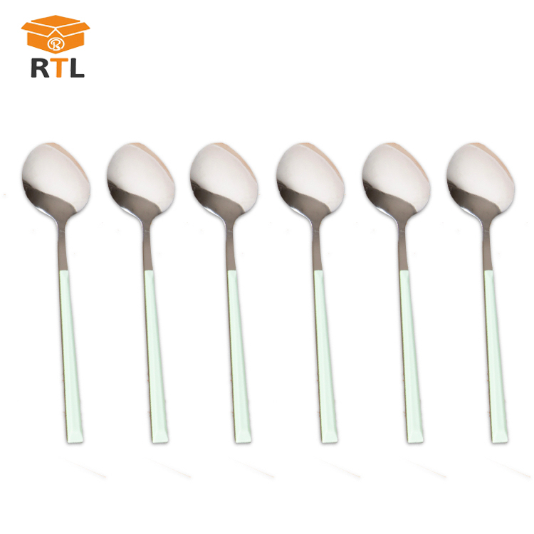 New Sendok Makan Tebal Isi 6 Pcs Gagang Warna Stainless Steel