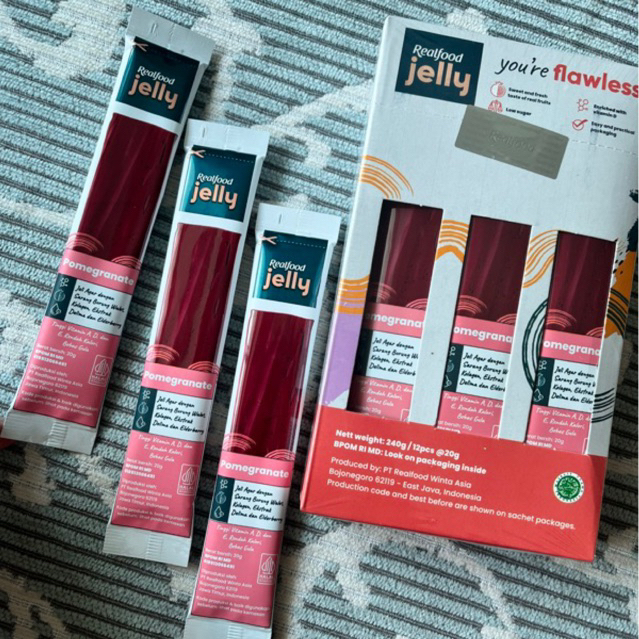 Realfood Flawless Jelly Formulasi Sarang Burung Walet Collagen Pomegranate Snack Sehat