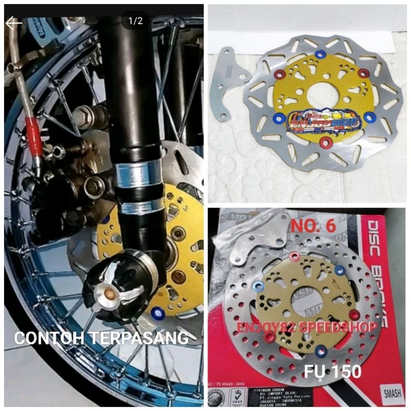 Disc piringan Cakram Depan kecil variasi Breket Disc 220 mm tromol jari jari Satria Fu 150