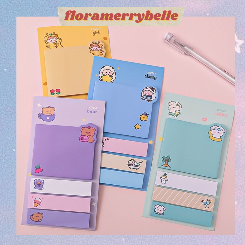 

[FMB.ID] Sticky Notes Pembatas Buku (80 LEMBAR) Motif Lucu | Korean Sticky Notes 4 Garis | Memo Note