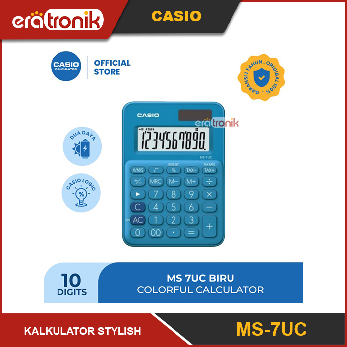 

Kalkulator Casio MS-7UC Blue Kalkulator Stylish Kalkulator Colorful