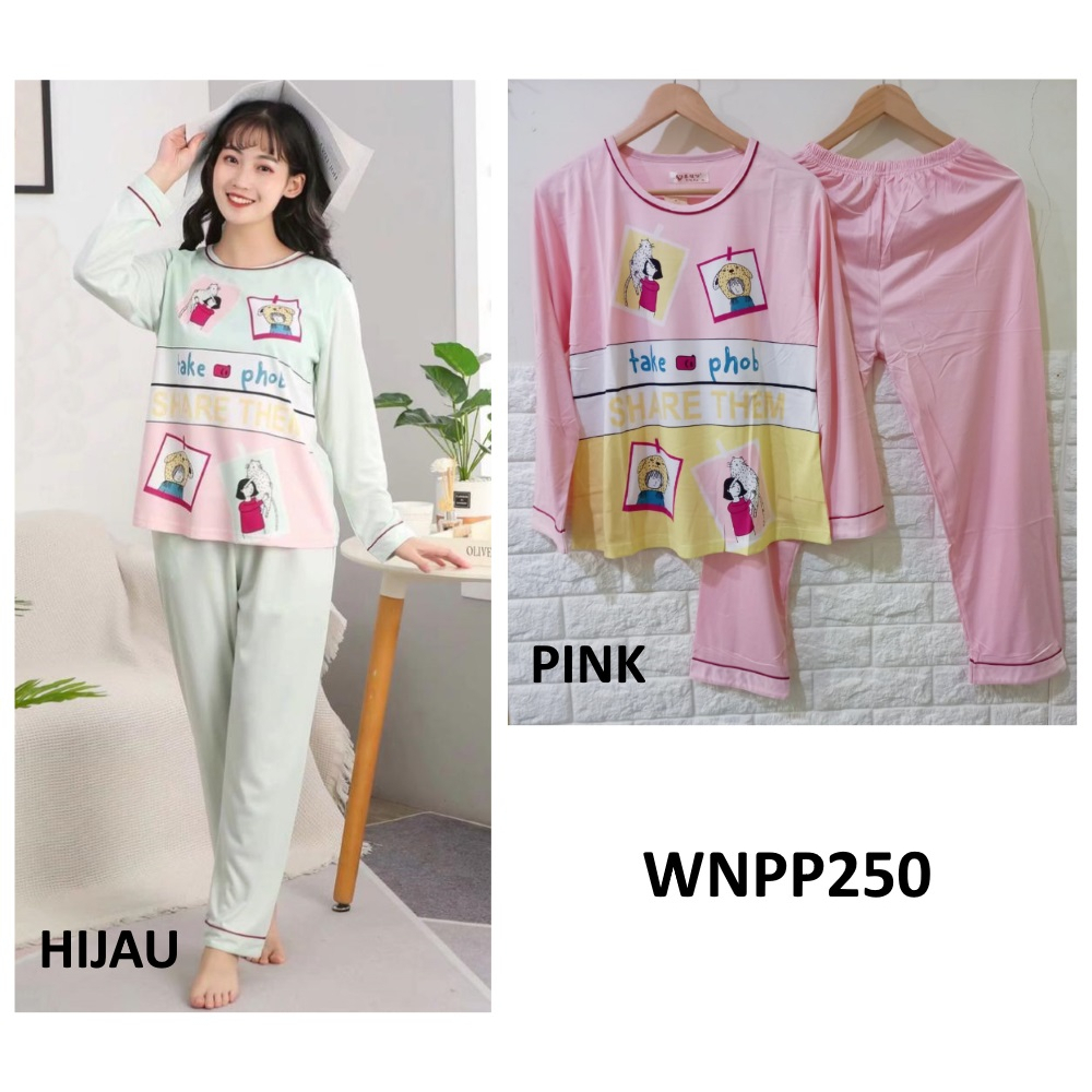 Baju Tidur Wanita Piyama Wanita Bear Brown Peach