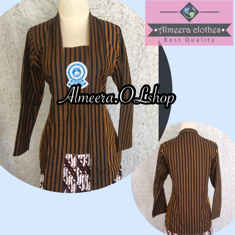 kebaya lurik Alusan gradiasi hitam salur coklat raja keong