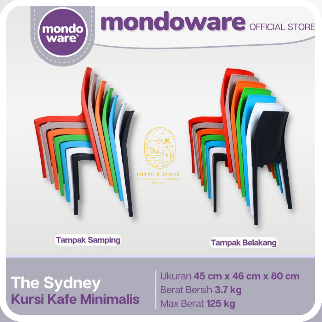 SALE!! MONDOWARE KURSI KAFE PREMIUM MINIMALIS SYDNEY CHAIR KURSI PLASTIK R151