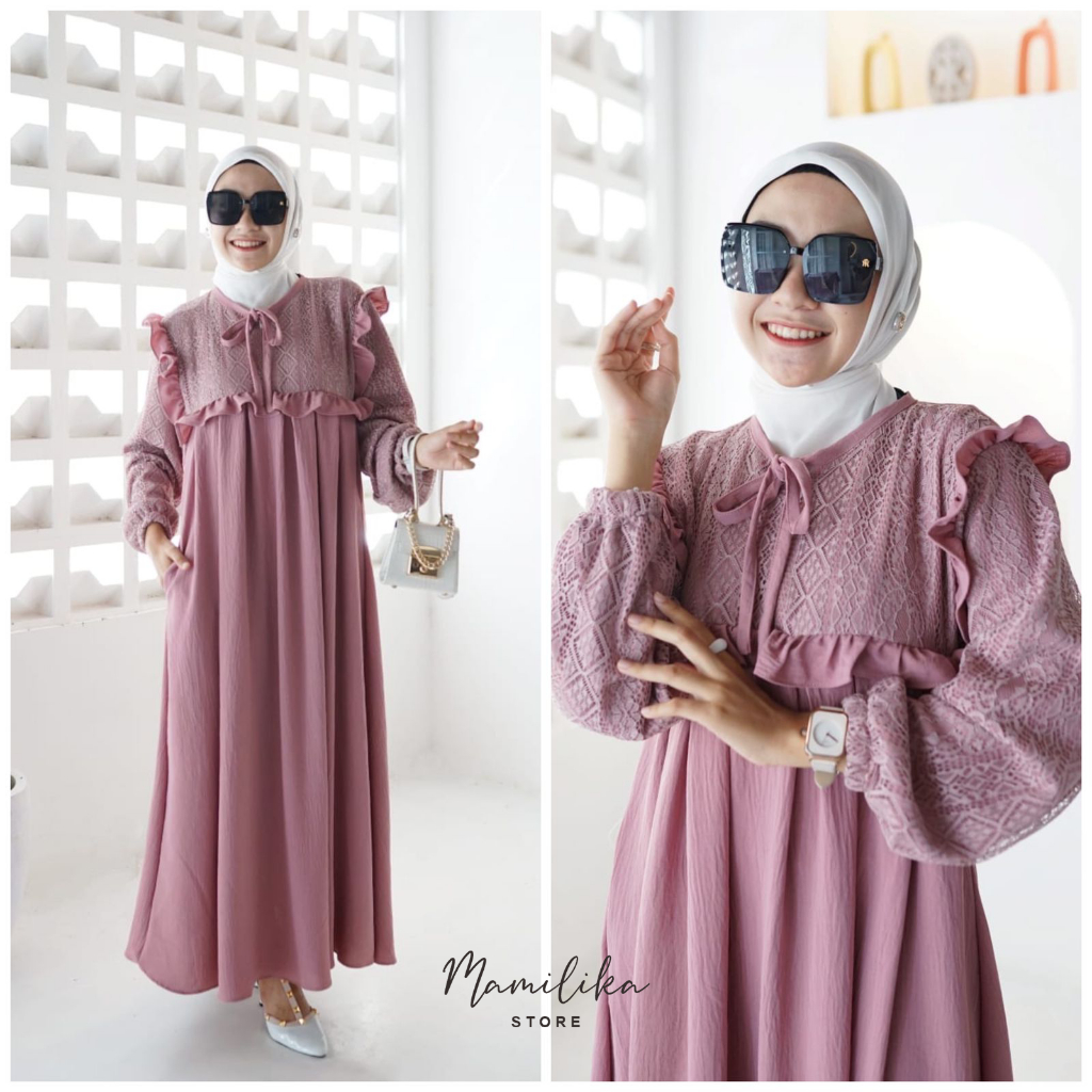 LUNA DRESS | GAMIS CRINKEL AIRFLOW BRUKAT LACE