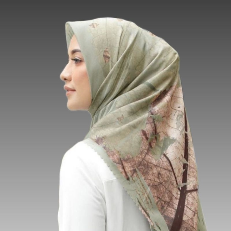 DISKON HIJAB SEGIEMPAT MOTIF TEAK SAGE JILBAB VOAL PREMIUM KERUDUNG PERSEGI GREEN