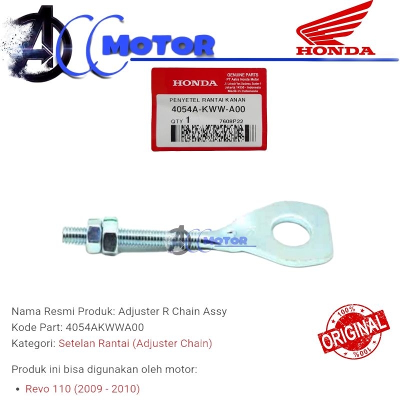 4054A-KWW-A00 Anting Stelan Rantai Original Revo Absolte/Revo Fit Honda Genuine Parts