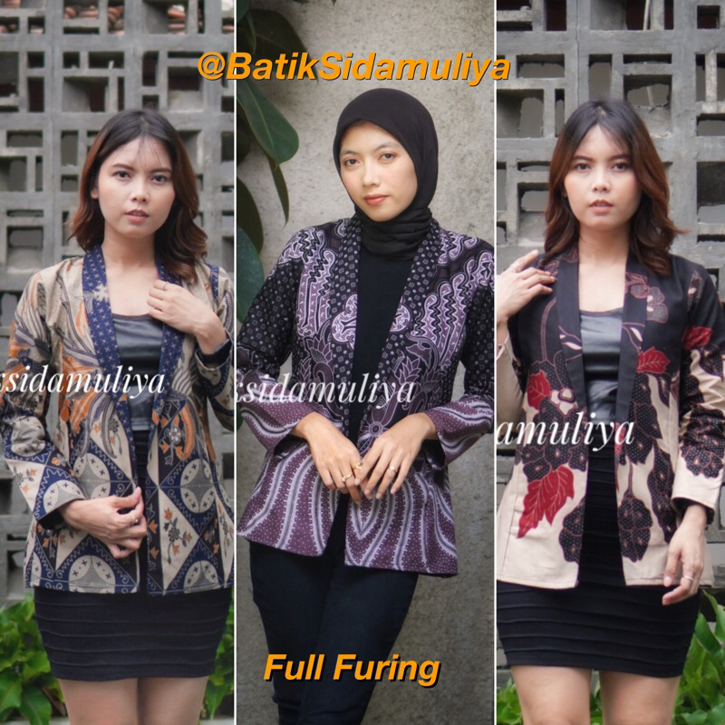 Blazer Batik Wanita Atasan Batik Blouse Jaz Outer Kantor Premium Eksklusif By Batik Sidamuliya