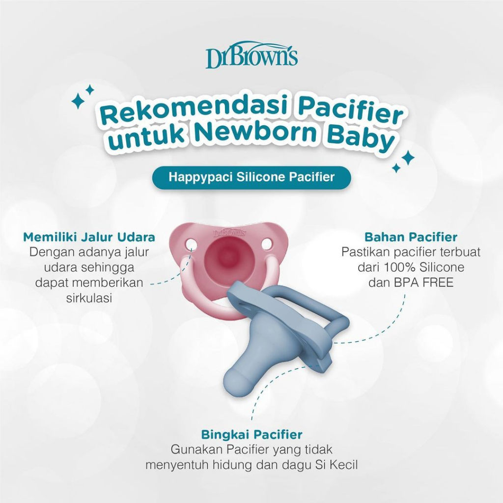 Dr.Brown's Happy Paci One-Piece Silicone Pacifier, 0m+,1-Pack / Empeng bayi / Dot Compeng Bayi Dr Brown