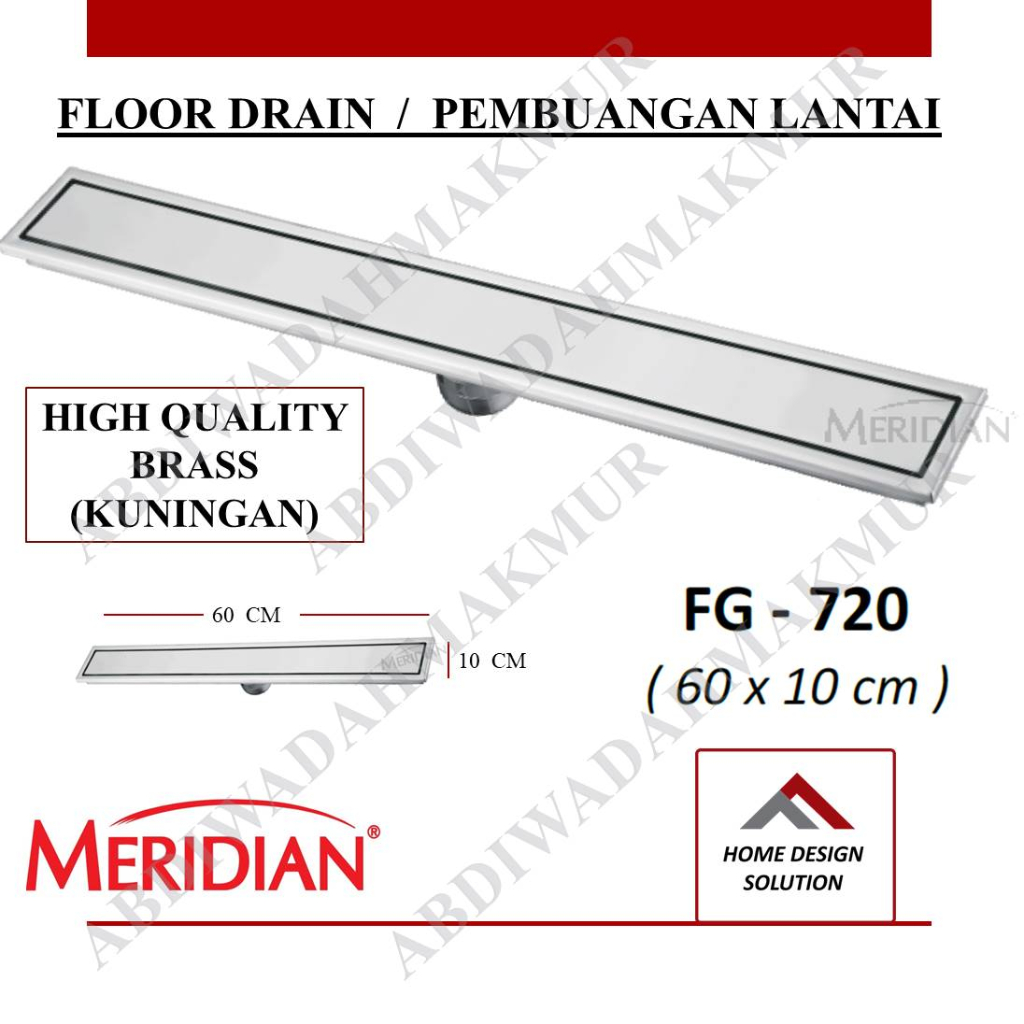FLOOR DRAIN LINEAR SHOWER DRAIN MERIDIAN STAINLESS FG720