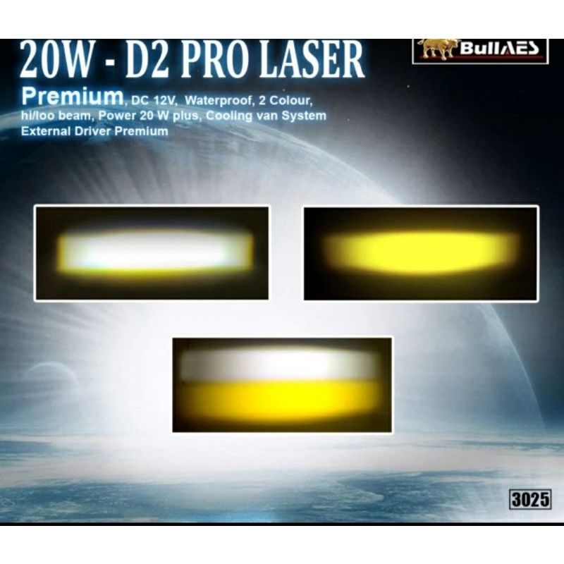 Lampu mini driving AES 20 W D2 PRO LASER PUTIH KUNING 1448