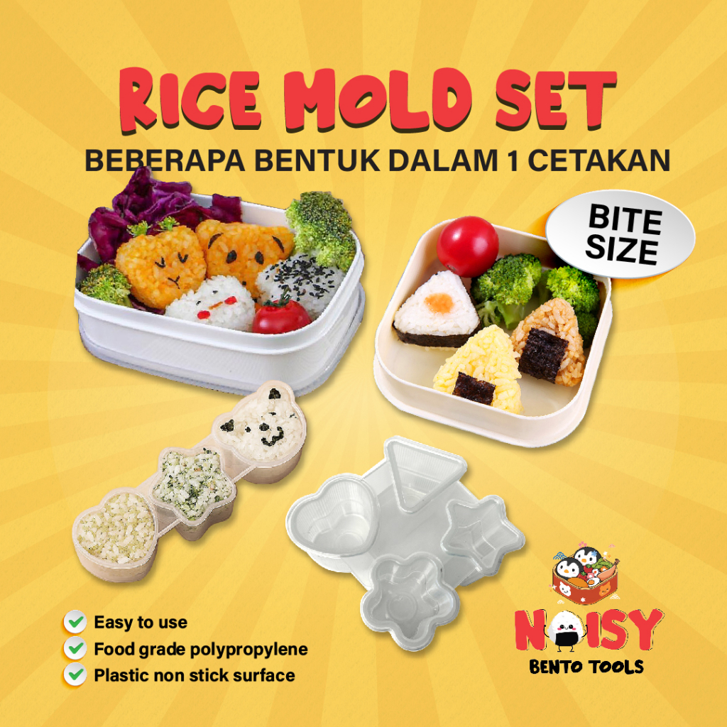 SET CETAKAN NASI BENTO | CETAKAN ONIGIRI RICE MOLD SET 3 IN 1