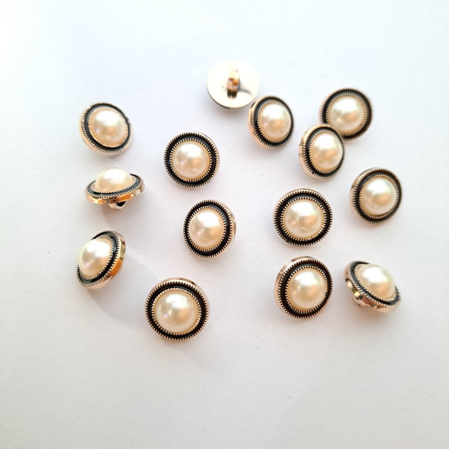 KANCING BAJU MUTIARA TIMBUL LIST HITAM 18 MM DAN 21 MM ISI 100 PCS