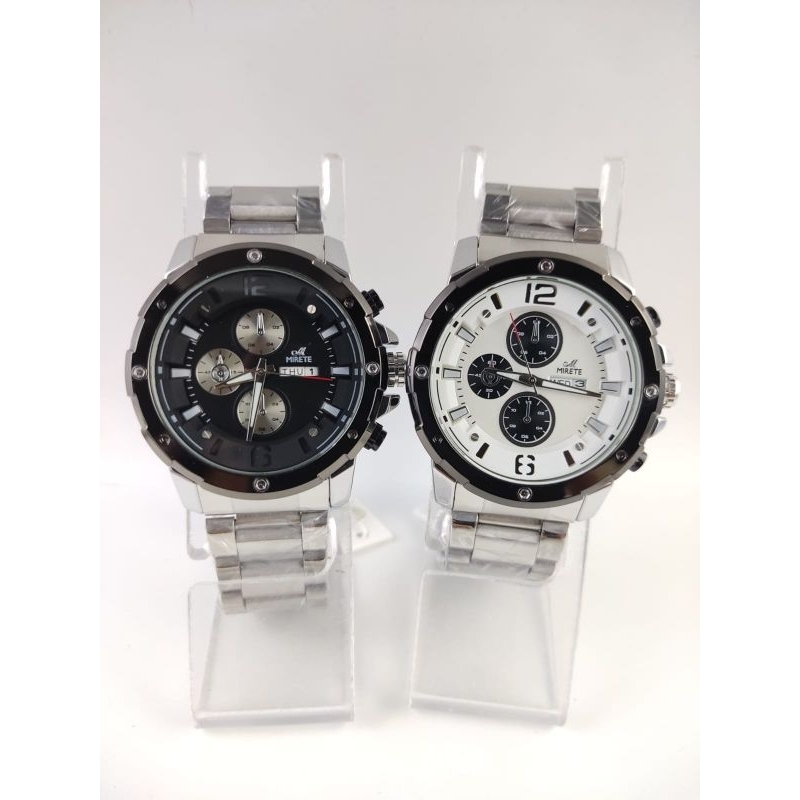 JAM TANGAN MIRETE ORIGINAL Rantai cowok tgl hari rantai silver 010
