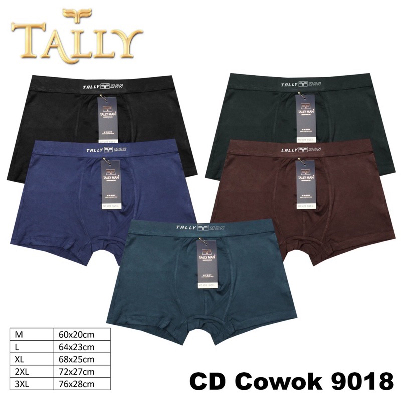 TALLY CD CELANA DALAM BOXER COWOK PRIA 9018 | BAHAN KATUN I SIZE M-XXXL (HARGA PER PCS)