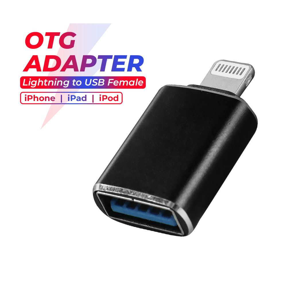 Lightning to USB Female OTG Adapter - NO14 - Black