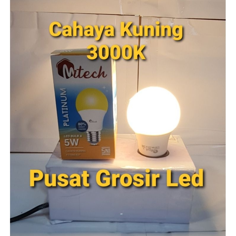 Paket Hemat 10 Pcs Lampu Led Mitech 5W 5 Watt SNI Bergaransi 1 Tahun Cahaya Putih Dan Kuning