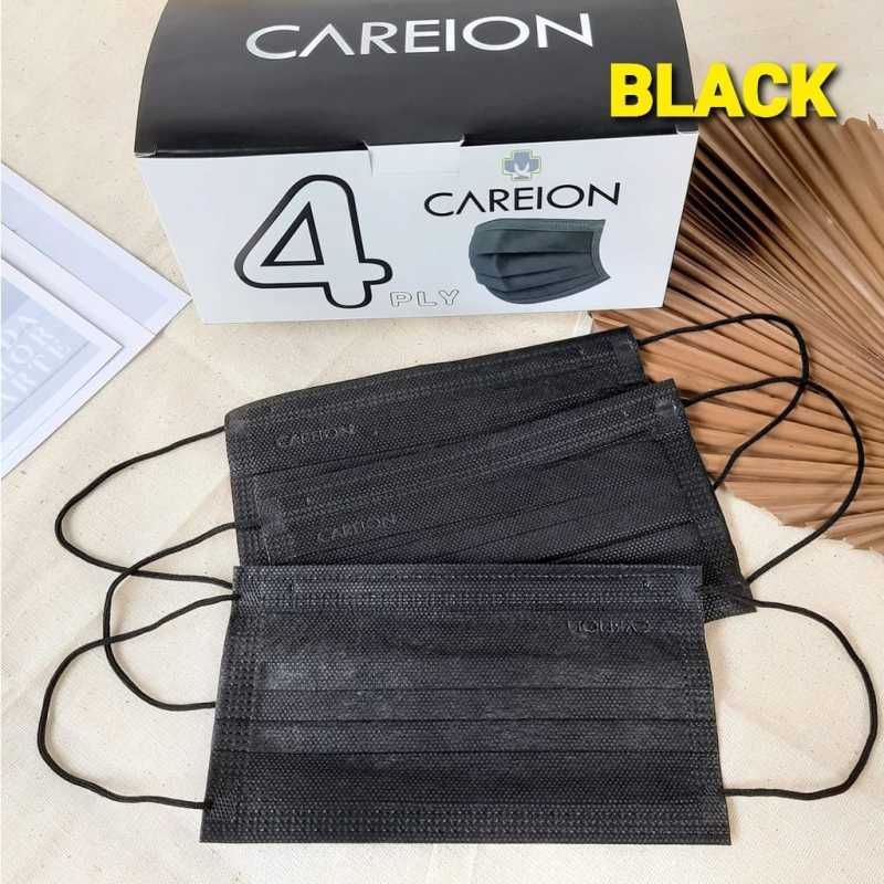 HWLB MASKER 4PLY CAREION HITAM isi 50 PREMIUM TEBAL WARNA WARNI terdaftar KEMENKES