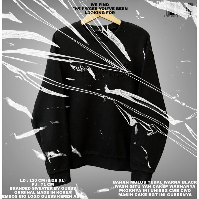 GUESS ORIGINAL/GUESS SWEATER/BLACK SWEATER/BRANDED SWEATER/OVERSIZE BALON SWEATER/GUESS EMBOS