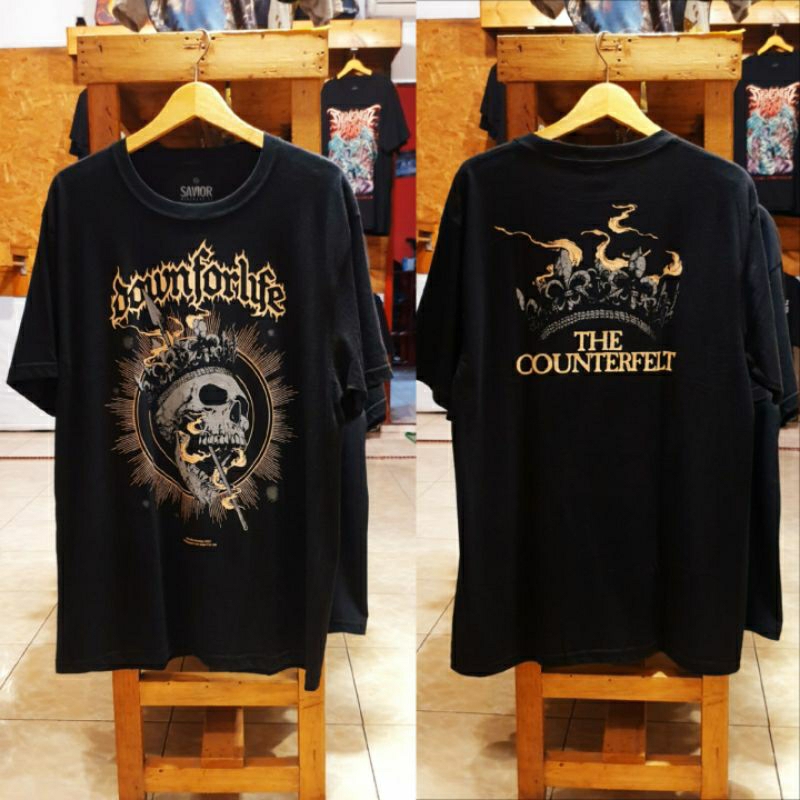 KAOS PENDEK DOWNFORLIFE ORIGINAL SAVIOR DISTRO - KAOS PENDEK BAND DOWNFORLIFE METAL LOKAL MODEL TERB