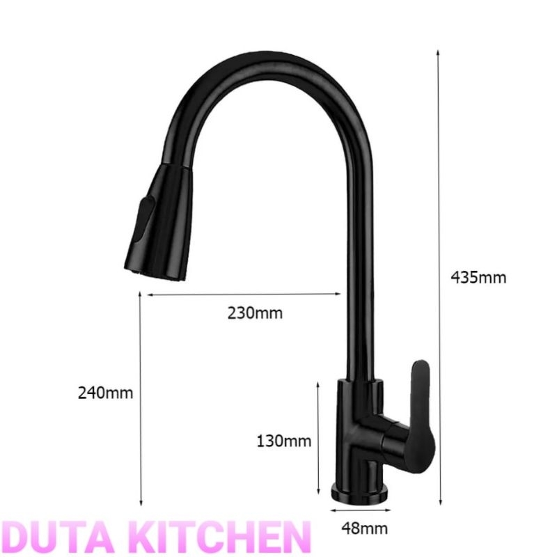 Kran Kitchen Sink Stainless SUS 304 HITAM Model Tarik / Kran Sink Tarik Hitam