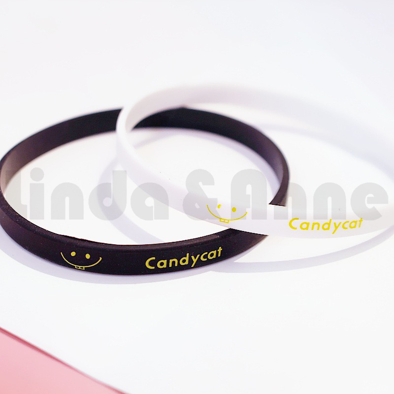 Gelang Karet Silikon Candycat Warna Hitam &amp; Putih Untuk Pria Dan Wanita - Bracelet Silikon