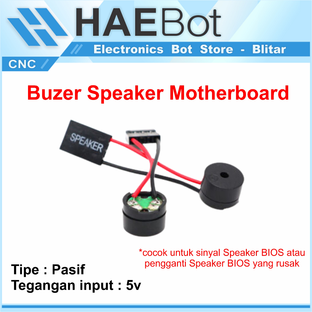 [HAEBOT] Buzzer Passive Pasif Buzer Speaker Motherboard Mobo BIOS Piezo Suara Robot Kecil Alarm 2 Pin Komputer Komponen Elektronik Bel Mini