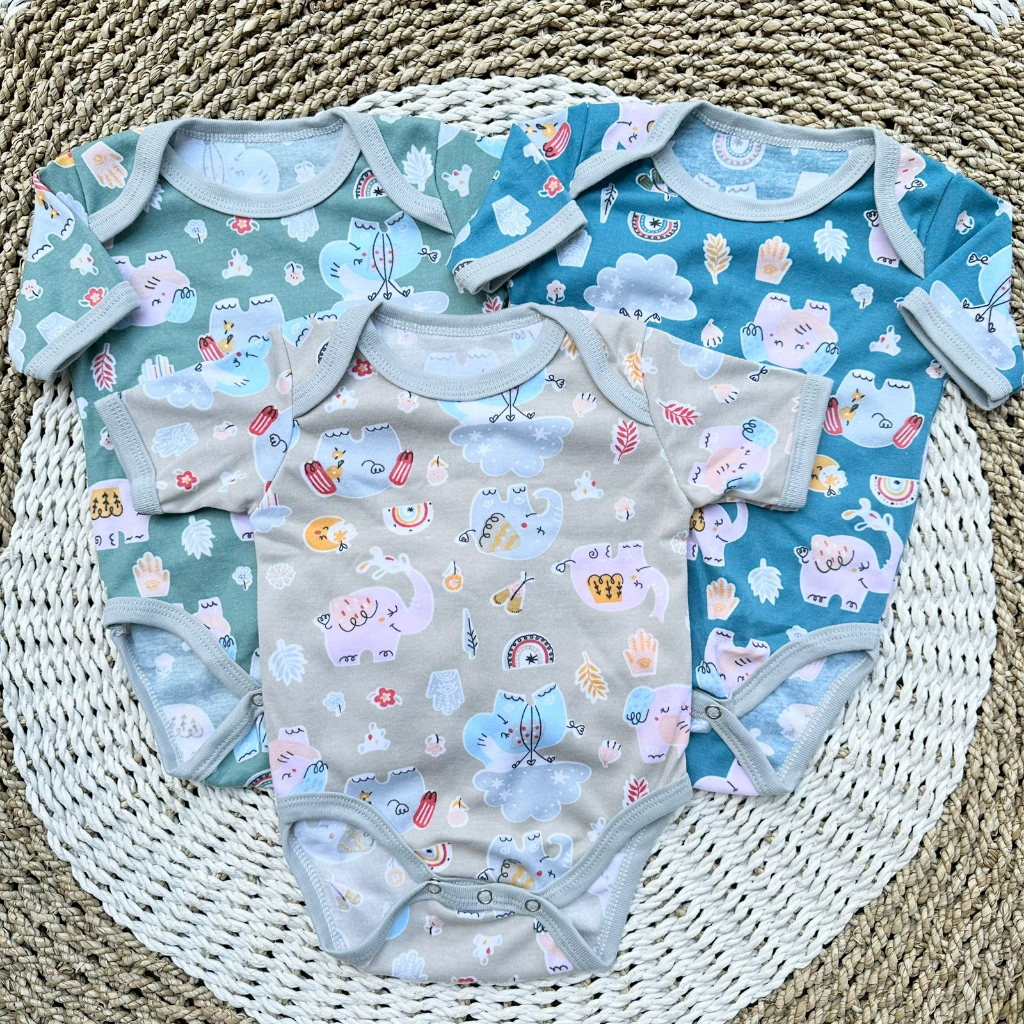 3Pcs Jumper Bayi Bodysuit Motif Full Sablon Jumper Bayi Newborn SNI ASYAM BABY