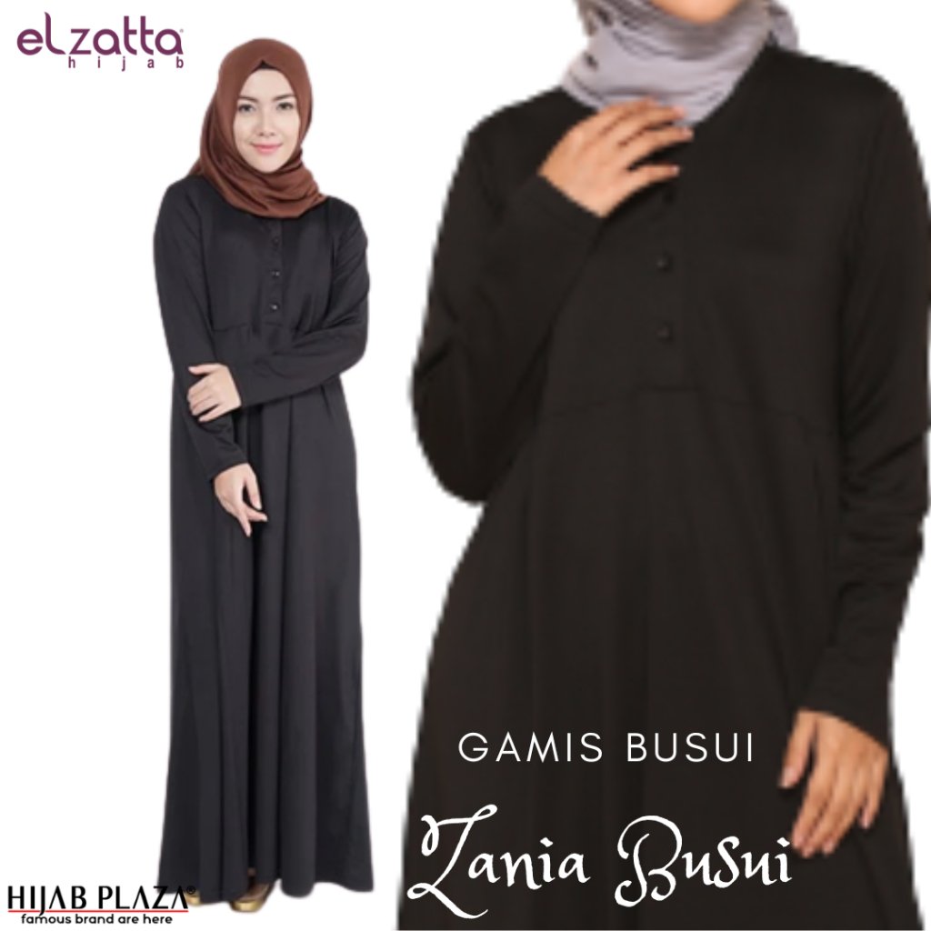 Gamis Busui Elzatta Gamis Zania Busui Dengan Kancing Depan Hitam Pekat