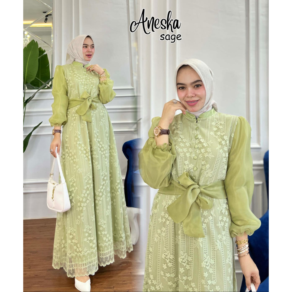 GAMIS PESTA KONDANGAN LENGAN ORGANZA ANESKA